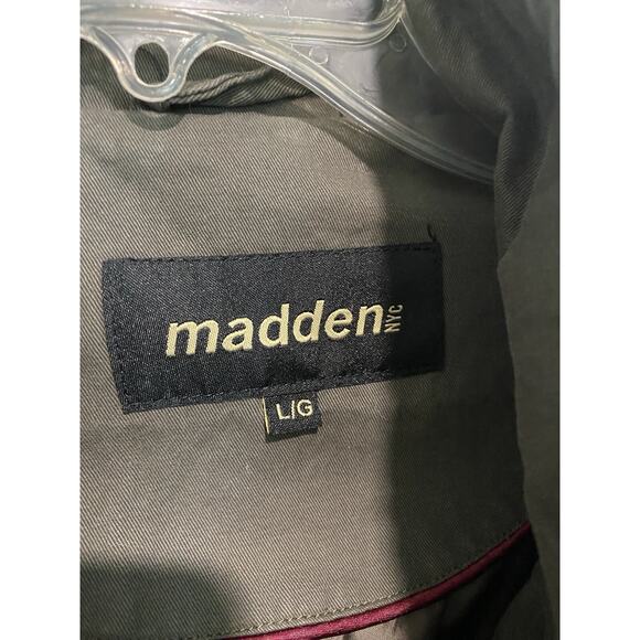 Madden NYC Jacket Olive Green Full Zip Military Style Coat women's size Large - Picture 8 of 9